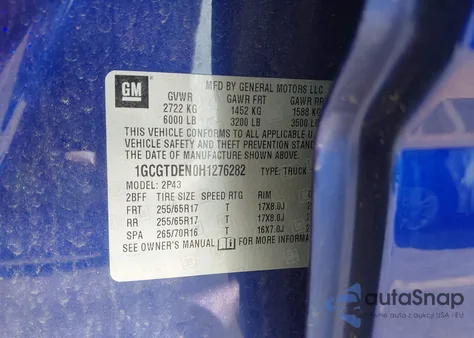 2017 Chevrolet Colorado Z71 from USA, damaged, VIN 1GCGTDEN0H1276282